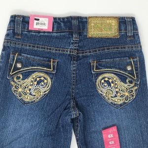 NWT SONOMA Size 6X Flowers Boot Cut Girls Jeans